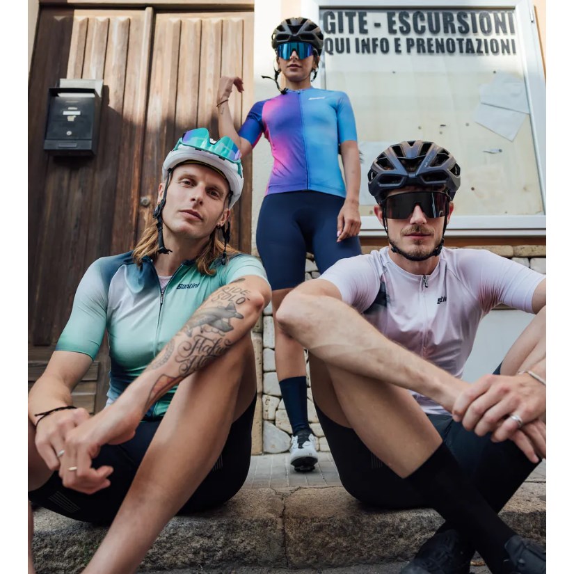 🔥全新公司貨🔥Santini  2024【幻影環保】男女共版短袖車衣 競賽貼身 -白，橘，海軍藍 2024春夏流行款