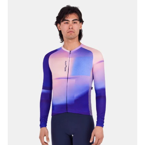 🔥全新公司貨🔥 Santini 2025 【光線】環保夏季長袖車衣 男女共版 競賽貼身 -藍 快速乾燥/高透氣/易於儲物
