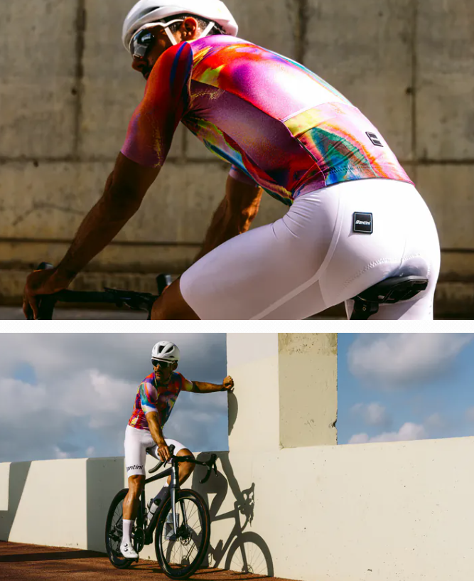 Santini 2025 【獨特邊際】吊帶短褲 頂級舒適 - 白〔C3