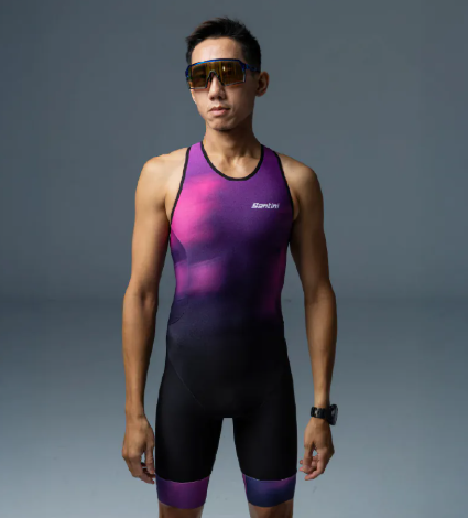 Santini 2025 FLOW【流動】無袖連身式三鐵衣 GTR墊 男女共版 亞洲款 - 紫〔GTR〕
