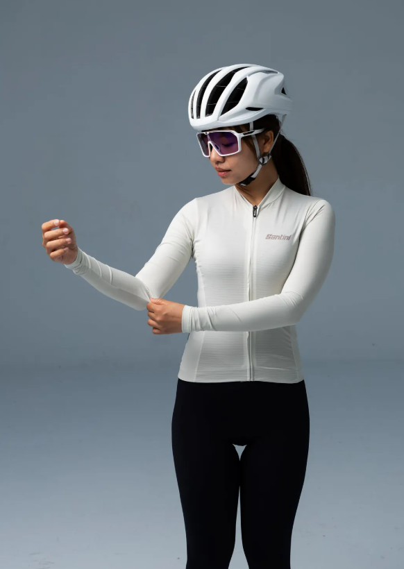 Santini  2025  SCIA【喚醒】女性防曬長袖車衣 亞洲版 - 米白