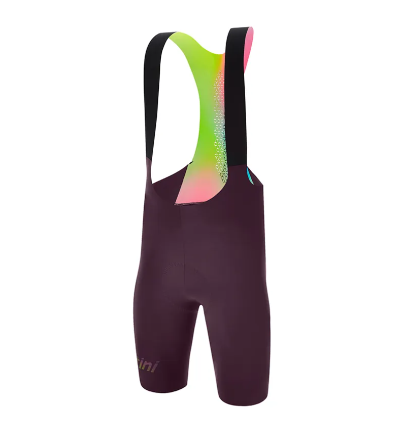 Santini 2025 【獨特邊際】吊帶短褲 頂級舒適 - 酒紅