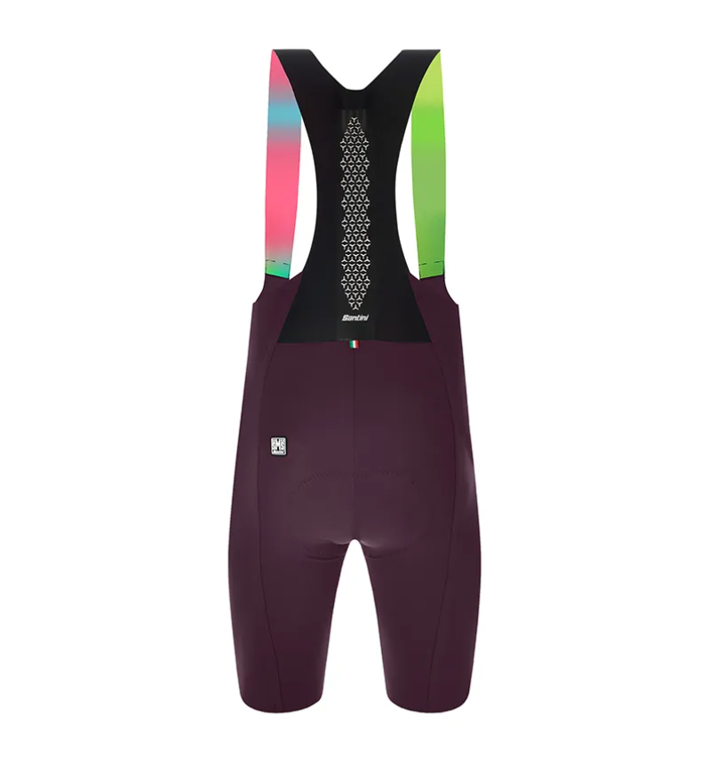 Santini 2025 【獨特邊際】吊帶短褲 頂級舒適 - 酒紅