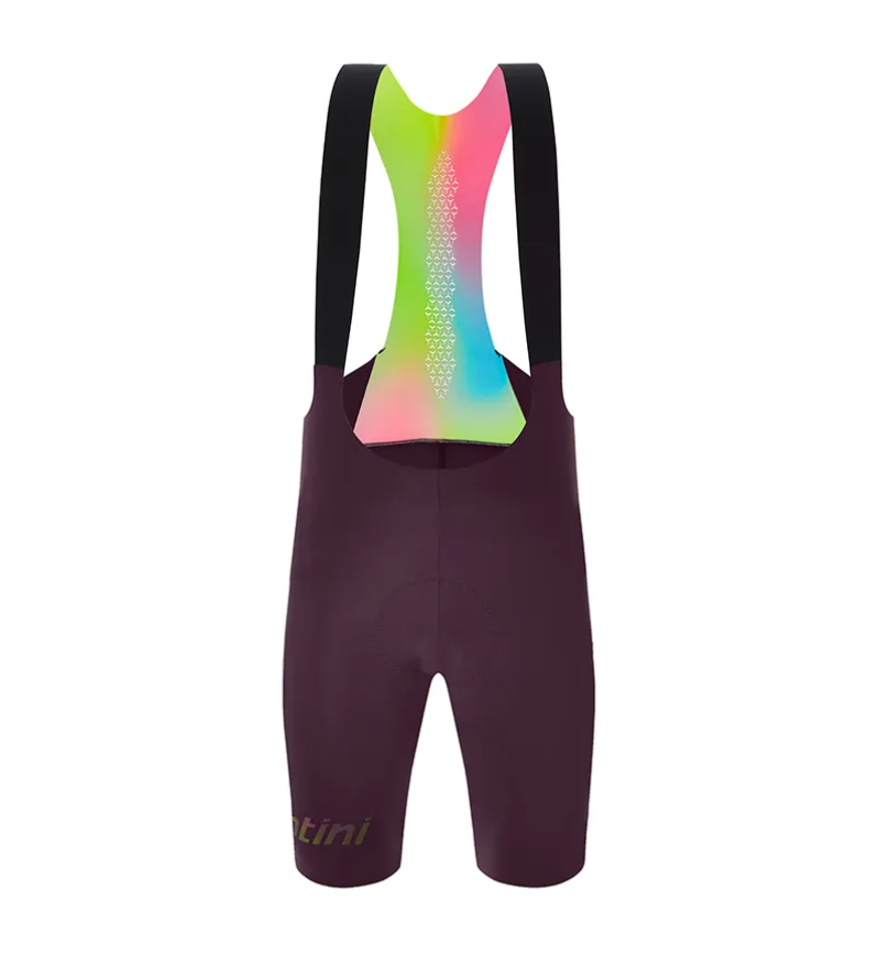 Santini 2025 【獨特邊際】吊帶短褲 頂級舒適 - 酒紅