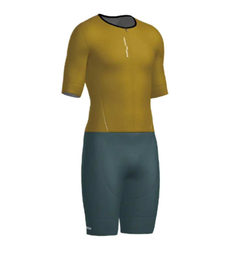 Santini  【葉子】男性連身三鐵衣〔IMG墊〕 灰、赭黃 兩色可選  輕量透氣/加大儲物/職業緊身/舒適