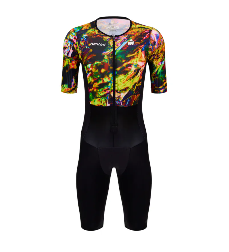 Santini【毒蛇微風】短袖連身三鐵衣〔IMG墊〕- 綠  空力緊身/極致透氣防曬/加強穩定