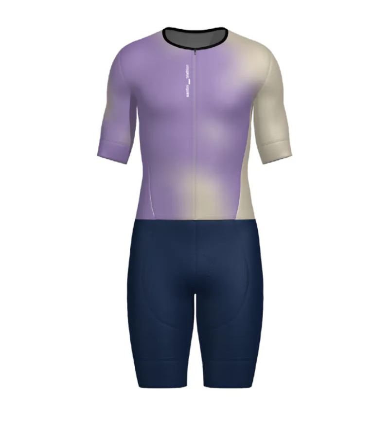 Santini  2025 【葉子光斑】女性連身三鐵衣〔IMG墊〕 -紫 輕量透氣/加大儲物/職業緊身/舒適