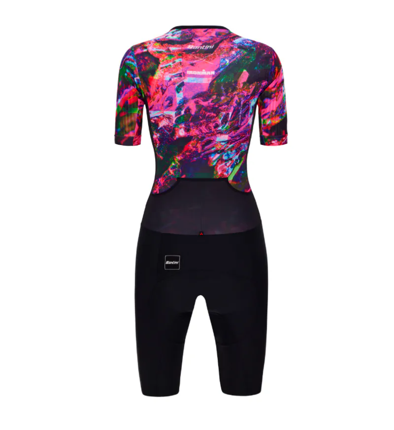 Santini【毒蛇微風】女性短袖連身三鐵衣〔IMG墊〕- 紫紅 輕量透氣/加大儲物/職業緊身/舒適