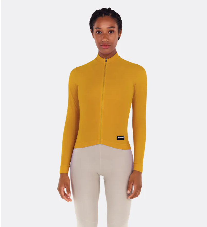  Santini 2025 RTR冬季長袖車衣 男女共版 競賽貼身 -赭黃 易於儲物/柔軟刷毛