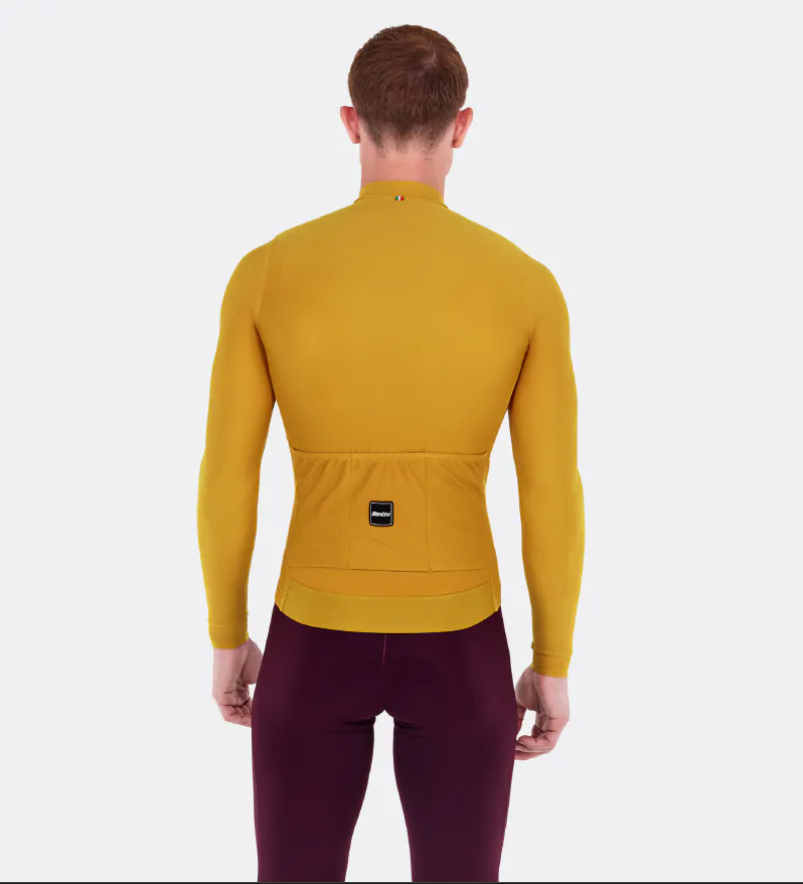  Santini 2025 RTR冬季長袖車衣 男女共版 競賽貼身 -赭黃 易於儲物/柔軟刷毛