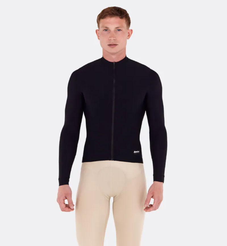 Santini 2025 RTR冬季長袖車衣 男女共版 競賽貼身 -黑 易於儲物/柔軟刷毛