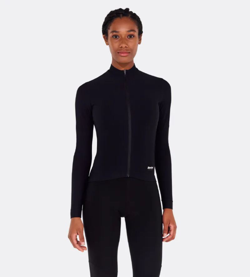 Santini 2025 RTR冬季長袖車衣 男女共版 競賽貼身 -黑 易於儲物/柔軟刷毛