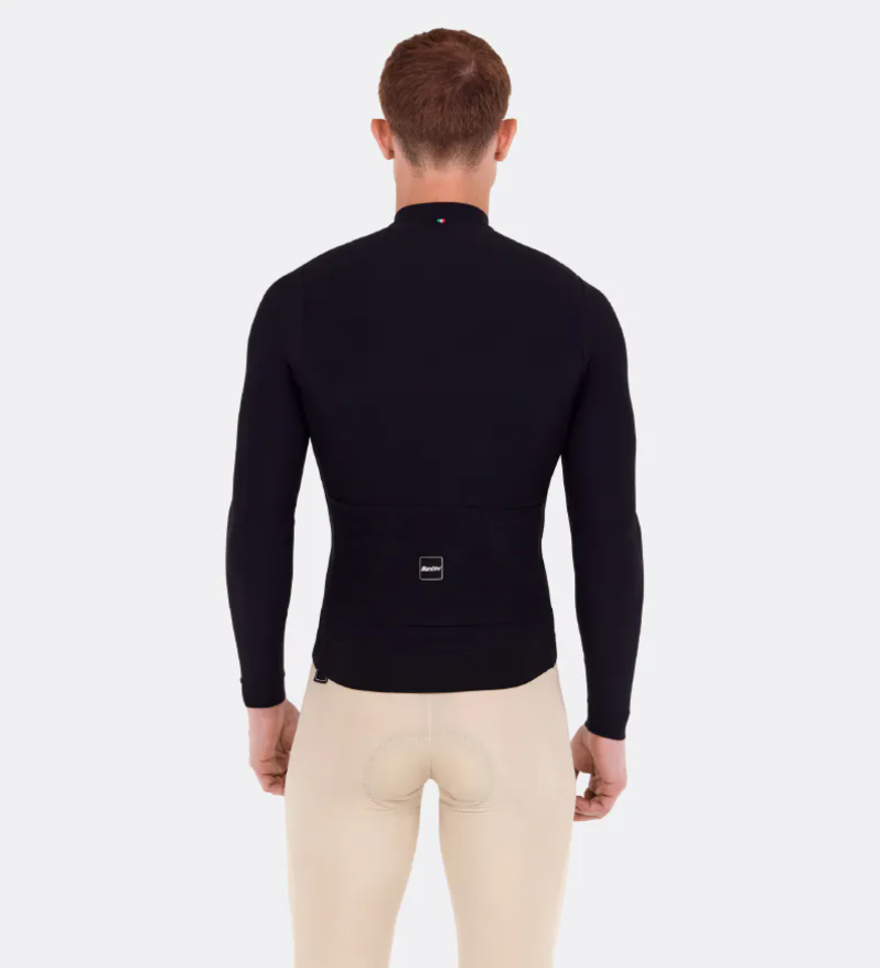 Santini 2025 RTR冬季長袖車衣 男女共版 競賽貼身 -黑 易於儲物/柔軟刷毛