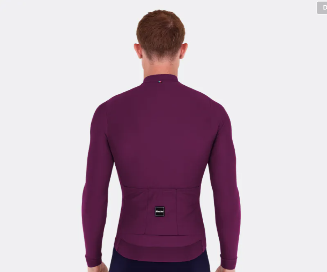  Santini 2025 RTR冬季長袖車衣 男女共版 競賽貼身 -酒紅 易於儲物/柔軟刷毛