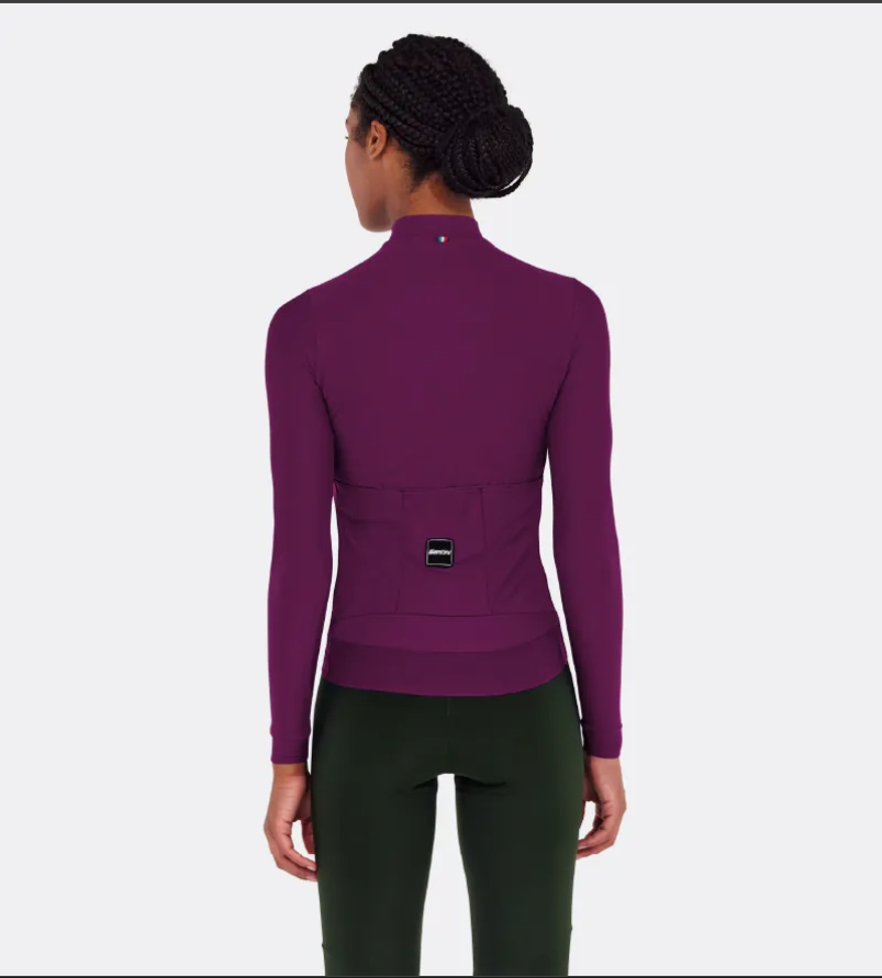  Santini 2025 RTR冬季長袖車衣 男女共版 競賽貼身 -酒紅 易於儲物/柔軟刷毛