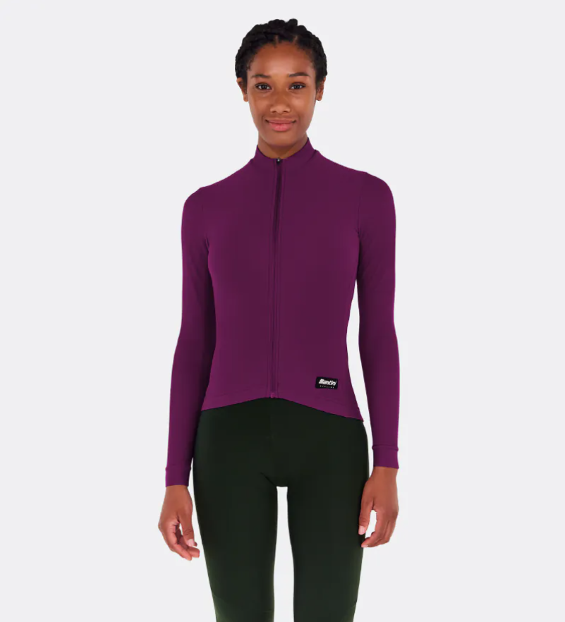  Santini 2025 RTR冬季長袖車衣 男女共版 競賽貼身 -酒紅 易於儲物/柔軟刷毛