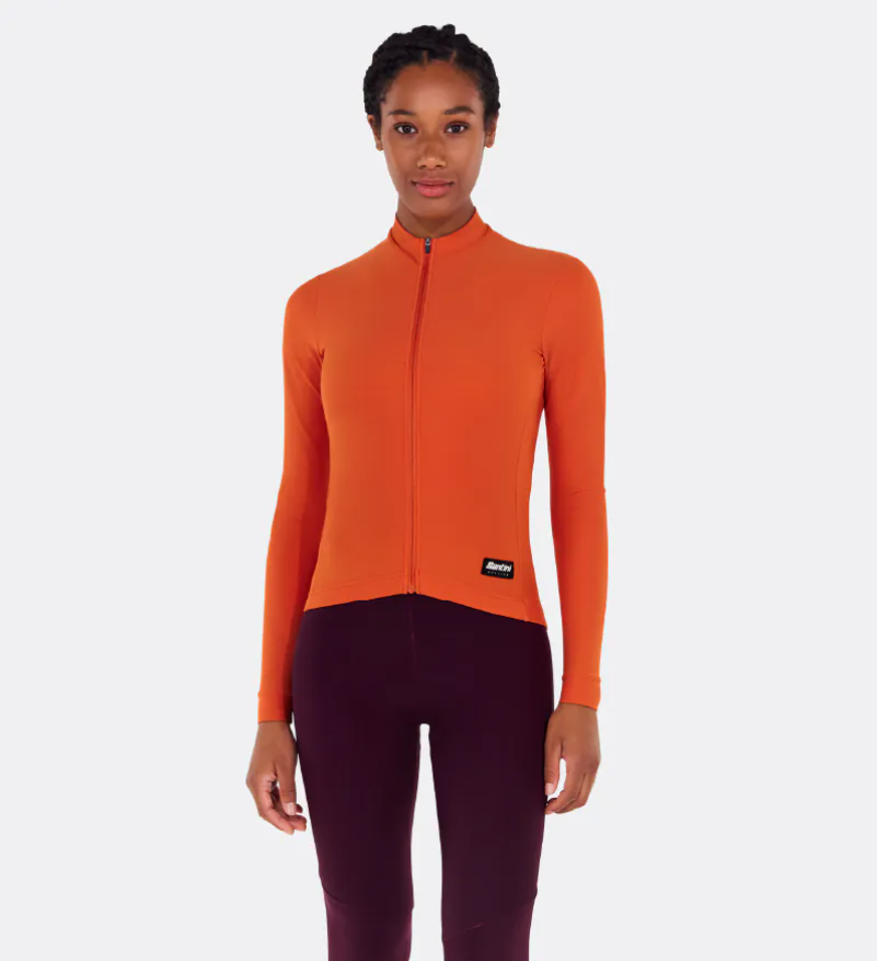  Santini 2025 RTR冬季長袖車衣 男女共版 競賽貼身 -酒紅 易於儲物/柔軟刷毛