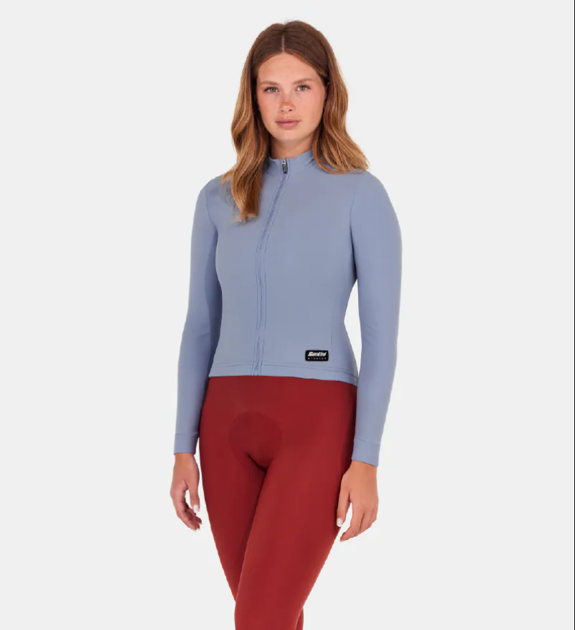 Santini 2025 RTR冬季長袖車衣 男女共版 競賽貼身 -天藍 易於儲物/柔軟刷毛