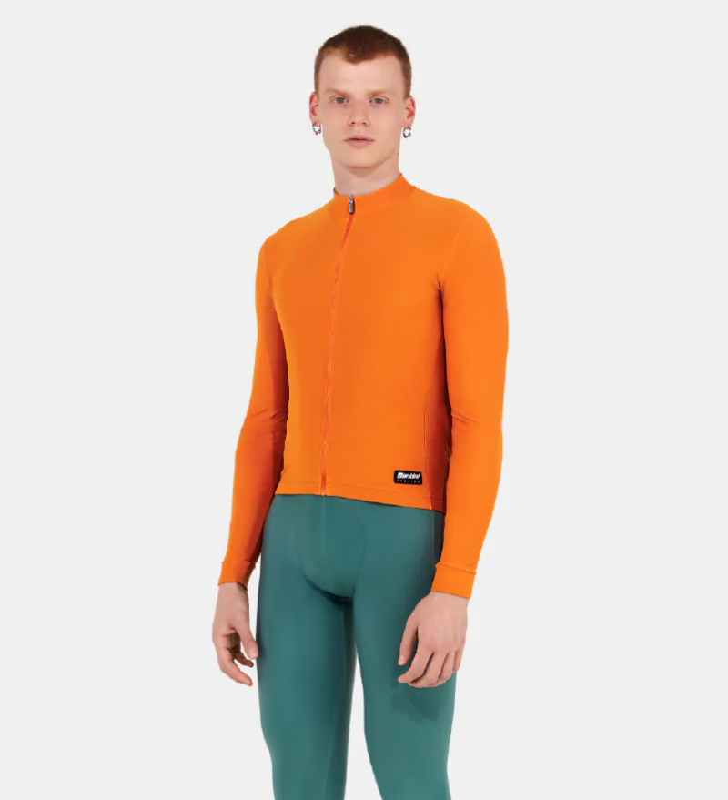 Santini 2025 RTR冬季長袖車衣 男女共版 競賽貼身 -橘 易於儲物/柔軟刷毛