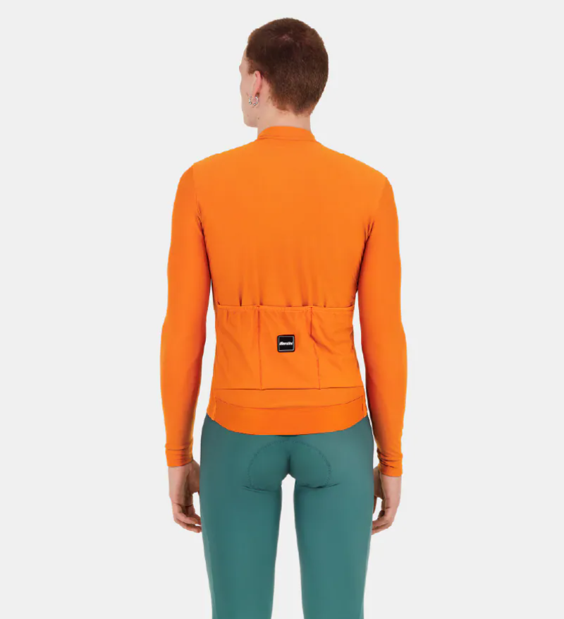 Santini 2025 RTR冬季長袖車衣 男女共版 競賽貼身 -橘 易於儲物/柔軟刷毛