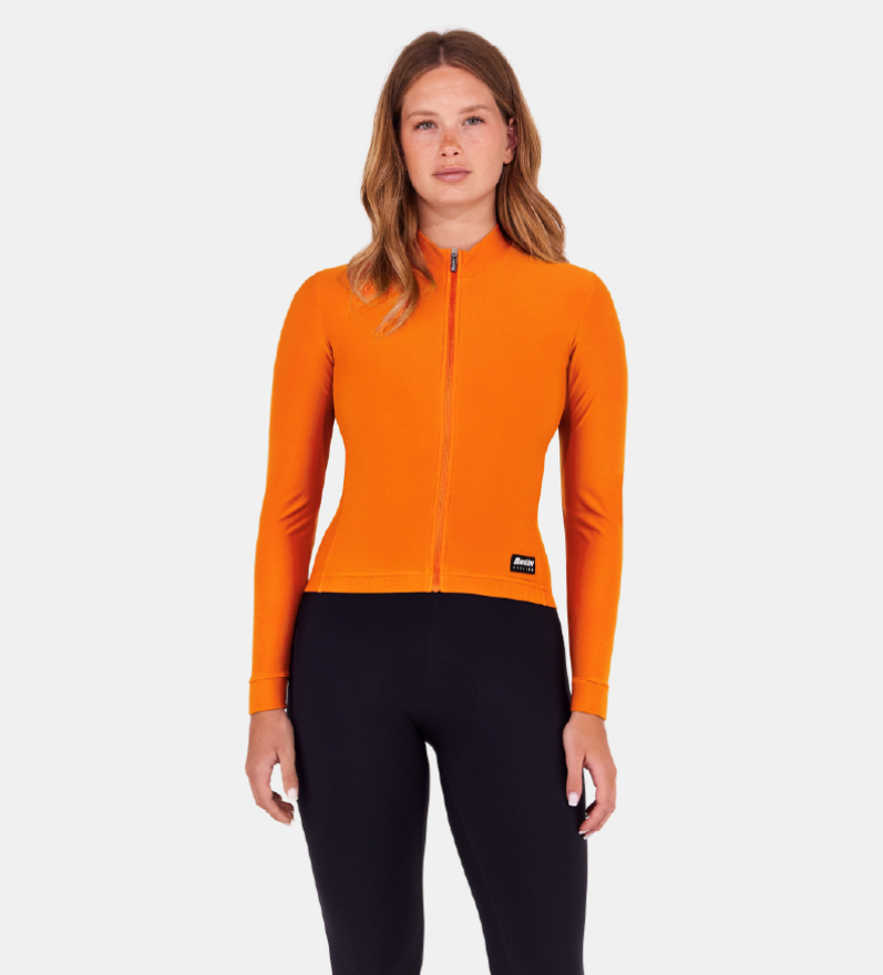 Santini 2025 RTR冬季長袖車衣 男女共版 競賽貼身 -橘 易於儲物/柔軟刷毛