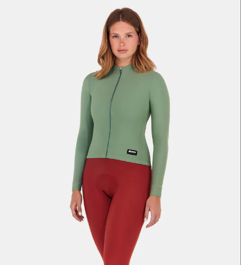 Santini 2025 RTR冬季長袖車衣 男女共版 競賽貼身 -鼠尾草綠 易於儲物/柔軟刷毛