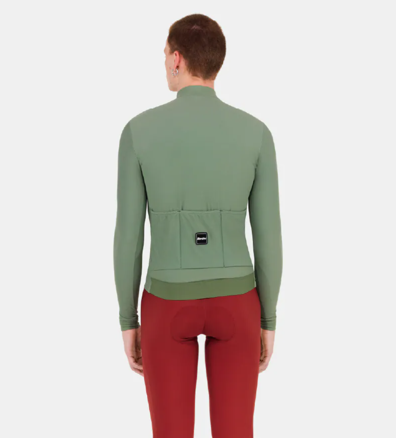 Santini 2025 RTR冬季長袖車衣 男女共版 競賽貼身 -鼠尾草綠 易於儲物/柔軟刷毛