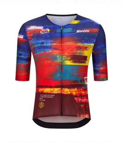 🔥全新公司貨🔥 Santini 2025 環法抵達衝刺【香榭大道衫】短袖車衣 競賽貼身 男女共版 - 印花   透氣彈性