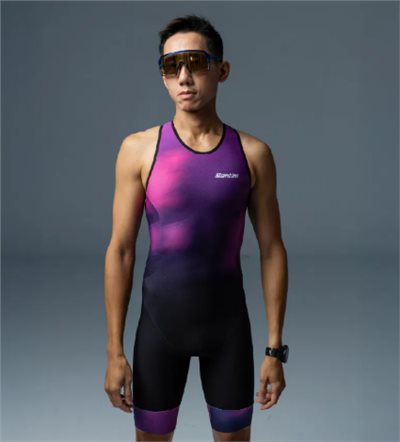 🔥全新公司貨🔥 Santini 2025 FLOW【流動】無袖連身式三鐵衣 GTR墊 男女共版 亞洲款 - 紫〔GTR〕