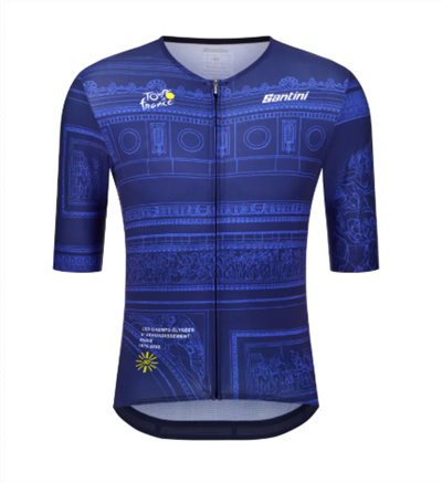 🔥全新公司貨🔥 Santini  2025 環法終站【凱旋門衫】短袖車衣 競賽貼身 男女共版 - 海軍藍  透氣彈性