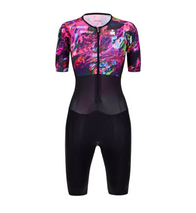 🔥全新公司貨🔥Santini【毒蛇微風】女性短袖連身三鐵衣〔IMG墊〕- 紫紅 輕量透氣/加大儲物/職業緊身/舒適